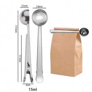Custom logo Great <b>Measuring</b> Tea Protein Powder Instant Drinks Coffee <b>Spoon</b> <b>Measuring</b> Stainless Steel Coffee <b>Spoon</b> Bag Clip - Product Image 2