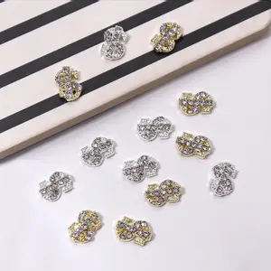 Hot Selling Dollar-shape Nail Light Luxury Glitter Diamond Three-dimensional Decoration Nail Art Charm Decoration