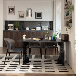 Delifeng-Mesa de comedor con placa de roca moderna y sencilla, mesa rectangular de acrílico negro de alta calidad para apartamento pequeño para sala de estar - Product Image 3