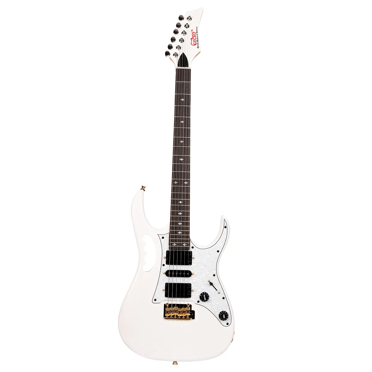 GECKO OEM Saiten instrumente Basswood E-Gitarre Weiße Gitarre Elektrische Steve Vai 6 Saiten E-Gitarre