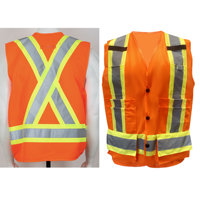 Gilet de sécurité haute visibilité de classe 2, robuste, avec fermeture éclair sur le devant, multi-poches, réfléchissant, à dos en X, pour les travailleurs routiers