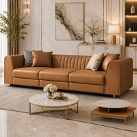 Canapé modulaire de luxe italien YUANCHANG en cuir artificiel, en forme de L, avec structure en bois de larch et d'eucalyptus, et pièces en acier inoxydable
