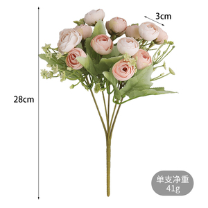 Sala de estar decoración del hogar Rosa artificial Flor de seda boda al aire libre artificial 15 cabeza rosa de té - Product Image 6