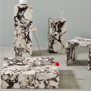 Khách Sạn Sang Trọng Calacatta Violet Travertine Cao Plinth Đứng Hiển Thị Trung Tâm Thấp Trắng Arabescato Viola Marble Plinth Bàn Cà Phê - Product Image 2