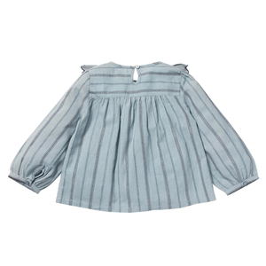 Blusa <span class=keywords><strong>para</strong></span> <span class=keywords><strong>niñas</strong></span> pequeñas <span class=keywords><strong>manga</strong></span> <span class=keywords><strong>larga</strong></span> raya volante gris alta calidad prendas <span class=keywords><strong>de</strong></span> vestir personalizadas - Product Image 2