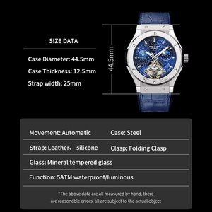 Reloj PINDU Design para Hombre, de Lujo, Moda, Negocios, Mecánico Manual, Correa de Cuero, Caja de Acero Inoxidable, Resistente al Agua 5BAR - Product Image 3