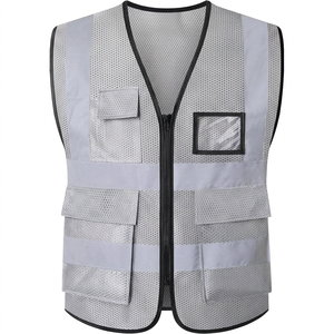 Unisex Hi Visibility Reflective Safety Vest Polyester Mesh Breathable Multiple Pockets Needle Detection Workwear Heat Transfer - Product Image 1