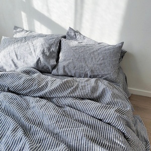Hotel Duvet Cover European Flax Linen Custom Size Queen King French Organic Linen Pillow Cover <b>Stripe</b> Linen <b>Bedding</b> <b>Set</b> - Product Image 1