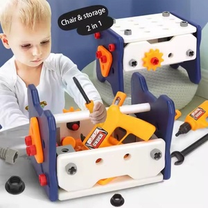 Kids Pretend Play Toddler Gear Drill Screw Nuts Table 2 in One Diy High Quality Plastic Construction Tool Toys - Product Image 5