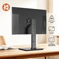Support TV en alliage d'acier et verre ODM/OEM pour moniteur 13-32 pouces, charge 35 kg, VESA 75x75/100x100, hauteur réglable, certifié CE/RoHS, pour bureau