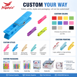 Pinces à <span class=keywords><strong>linge</strong></span> écologiques multi-styles en plastique, 24 pièces, durables, résistantes au vent, pour étendoir à <span class=keywords><strong>linge</strong></span> extérieur - Product Image 5