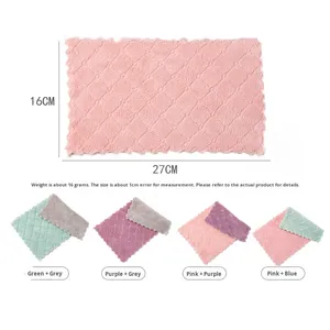 Chiffon <span class=keywords><strong>de</strong></span> nettoyage en microfibre polaire corail réutilisable, épaissi, super absorbant, pour cuisine, anti-adhésif, facile à nettoyer, pour vaisselle, très résistant - Product Image 2