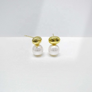 Pendientes de plata de ley 925 personalizados, estilo coreano, delicados, hechos a mano, vintage, nupciales, con baño de oro de 14k y perlas, para mujer, de verano. - Product Image 4