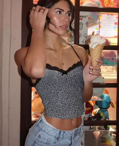Summer Fashion Women Y2K Outfits Festival Party 2025 <strong>Leopard</strong> <strong>Print</strong> Slips Bows Patchwork Lace Sexy Slim Crop <strong>Camis</strong> <strong>Top</strong> - Product Image 4
