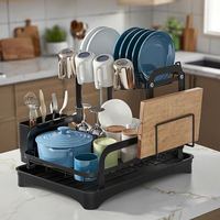 Égouttoir à vaisselle à 2 niveaux en acier au carbone antirouille 360 °   Égouttoir rotatif pour ustensiles de cuisine, gain de place