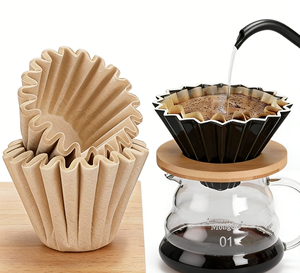 <span class=keywords><strong>KAIKE</strong></span> Filtros de Café Desechables Ecológicos de Papel, Cestas Redondas Marrones Naturales de 2.5oz, Minimalistas para Verter, Venta al por Mayor - Product Image 1