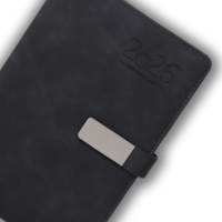Agenda 2026 con Tapa Dura de PU, Esponja y Cierre Magnético, Diario Blanco, Cuaderno Diario con Fecha