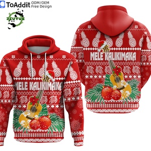 Sudadera con Capucha Hawaiana Personalizada con Logotipo OEM ODM para Hombre, Suéter Navideño Feo de Poliéster con Estampado Mele Kalikimaka - Product Image 5