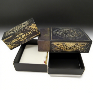 Boîte à tiroirs vintage personnalisée avec motifs en relief doré, texture noire, porte-cartes mystérieux et élégant - Product Image 4