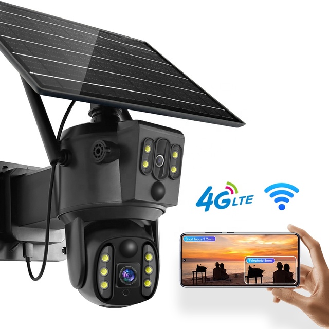 BOYI Outdoor PTZ 4G SIM Card Wireless Full Color Night Vision 1080p Waterproof Solar NVR WiFi 10 Security Camera