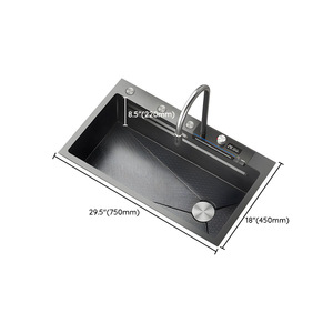 Digital Intelligent Modern Design <strong>Kitchen</strong> Sink Double Waterfall Stainless Steel Bowl <strong>Apron</strong> Front Workstation Faucet Soap - Product Image 5