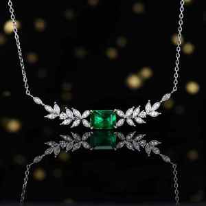 factory 0.95ct Natural Emerald Choker Necklace, <b>Solid</b> 18K <b>Gold</b> Paved with 42pcs Diamonds Total 0.22ct Luxury Women Fine Jewelry - Product Image 2