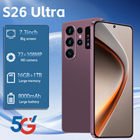 Smartphone S26 Ultra avec garantie d'un an, écran 7,3 pouces 120 Hz, Android 15, 16 Go, 1 To, 108 MP, 8800 mAh, processeur Deca Core Snapdragon 8 Gen4, 5G, double SIM