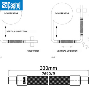 ท่อซับแรงสั่นสะเทือน Castel รุ่น 7690/5 ขนาด 255 มม. สำหรับคอมเพรสเซอร์ทำความเย็น - Product Image 4
