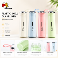 Bouteille isotherme portable Beeman Wholesale 400 ml en plastique avec revêtement en verre, poignée en silicone, sans BPA