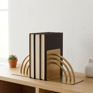 AK Brass Decorative Brass Metal <b>Bookends</b> Set Of 2 Handmade Luxury Book Ends for Home Office Library Shelf Decor - Product Image 1