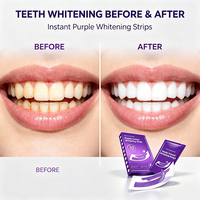 Bandes blanchissantes multi-usages violettes pour les dents, soin buccal, produit blanchissant pour les dents, bandes blanchissantes à la menthe poivrée, pâte dentifrice pour dents sensibles