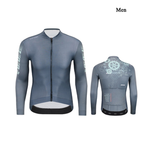 Full Zip Long Sleeve Cycling Jersey Mechanical Print Quick Dry Breathable MTB <b>Road</b> Bike Riding Top for Men Women Outdoor Riding - Product Image 2
