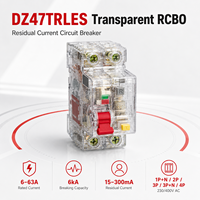 Disjoncteur différentiel transparent DZ47TRLES RCBO 1P+N 2P 3P 3P+N 4P 6A-63A 230V 400V 6kA 15-300mA Courbe C D