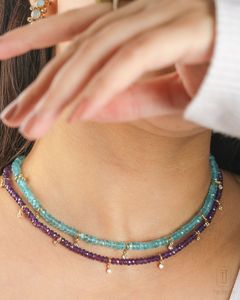 <span class=keywords><strong>Collana</strong></span> Bohémien di Alta Qualità Antiossidante con Perle di Pietra Naturale Amazonite per Donne, Girocollo con Distanziatori - Product Image 5