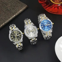 Montre analogique à quartz en acier inoxydable avec date et jour, étanche, sportive, lumineuse, pour homme, bracelet de luxe, montres pour homme