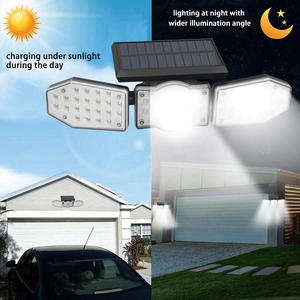 Nouvelles lumières solaires extérieures 62 LEDs capteur de mouvement solaire lumière extérieure 20W 500 <span class=keywords><strong>Lumens</strong></span> étanche sécurité mur veilleuse - Product Image 6