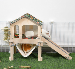 Moderna grande nascondiglio in legno di porcellini d'India sostenibile Pet House impermeabile Pee Pad in legno non trattato biancheria da letto moderna - Product Image 1