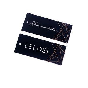 Conception personnalisée étiquette de prix étiquette volante de luxe en papier spécial <span class=keywords><strong>noir</strong></span>, étiquettes en tissu en <span class=keywords><strong>feutre</strong></span> d'estampage rose doré à chaud - Product Image 2