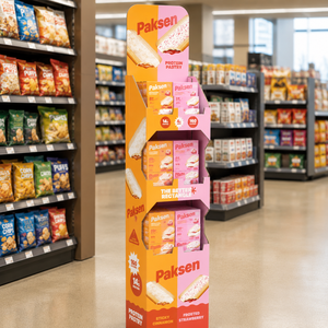 Expositor de cartón escalonado integrado para galletas y aperitivos, impresión HD, montaje rápido y alta capacidad de carga para tiendas de comestibles - Product Image 1