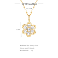 Feuille Fleur En Forme De Pendentif Chaîne Collier Fine Jewelry Golden 925 Sterling Silver Custom Acceptable Charm Colliers