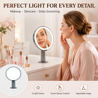 Miroir cosmétique LED rotatif avec capteur tactile, gradation à 3 tons, rechargeable par Type-C, miroir de table à une face