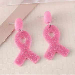 LC20260219 Pendientes de acrílico rosa al por mayor para mujer y niña, con diseño de concienciación sobre el cáncer de mama - Product Image 2