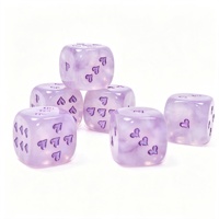 Dés en résine violette à texture de pierre avec logo personnalisé, dés D6 de 16 mm, coins arrondis lisses, points dorés, pour jeux de société