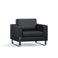 Canapé de bureau en cuir PU robuste, canapé moderne pour cadres, support métallique stable pour projets commerciaux