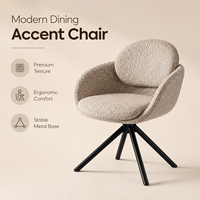 Ensemble de salle à manger à dossier rond en chanvre, tissage bouclé avec pied étoile pivotant en cannelle pour Atrium Cafe et Artisan Cafe
