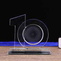 Trophée commémoratif écologique personnalisé avec affichage numérique en cristal, gravé sur mesure, forme de logo personnalisée pour anniversaire d'entreprise (5, 10, 15 ans)
