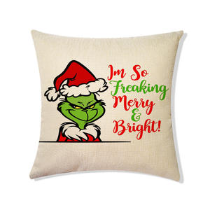 Fundas De Almohada personalizadas de alta calidad de la serie <span class=keywords><strong>Merry</strong></span> Christmas Grinch para la decoración del hogar Hotel Hospital - Product Image 4