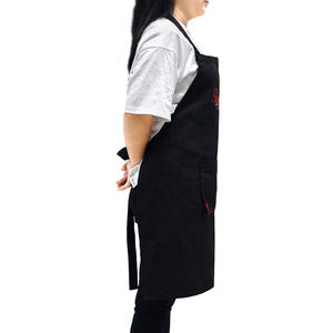 Delantal sin mangas de polialgodón con cuello tipo halter, bolsillo delantero doble, reutilizable para cafeterías y restaurantes - Product Image 3