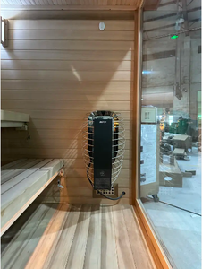 Sauna de Madera Maciza para 4 Personas, Totalmente Negra, de Cedro Rojo Carbonizado, con Espejo, Vidrio Resistente a Altas Temperaturas, Spa - Product Image 5