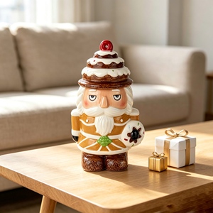 Figurine de Père Noël en céramique avec cadeau et cloche, décoration de Noël pour la <span class=keywords><strong>maison</strong></span>, ornement de table pour les fêtes - Product Image 4